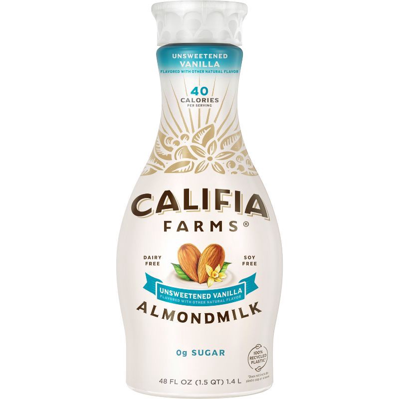 slide 1 of 6, Califia Farms Unsweetened Vanilla Almond Milk - 48 fl oz, 48 fl oz