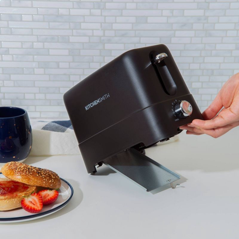 slide 5 of 7, KitchenSmith by Bella 2 Slice Toaster: Black, Bagel & Bread Warmer, 750W, Compact Design, 2-Year Warranty, 1 ct