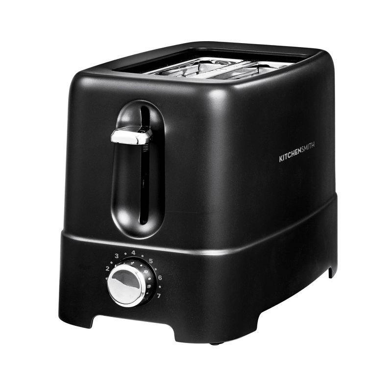 slide 1 of 7, KitchenSmith by Bella 2 Slice Toaster: Black, Bagel & Bread Warmer, 750W, Compact Design, 2-Year Warranty, 1 ct