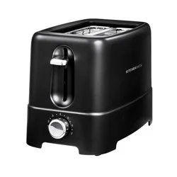 KitchenSmith by Bella 2 Slice Toaster: Black, Bagel & Bread Warmer, 750W, Compact Design, 2-Year Warranty