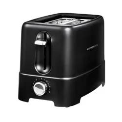 KitchenSmith by Bella 2 Slice Toaster: Black, Bagel & Bread Warmer, 750W, Compact Design, 2-Year Warranty