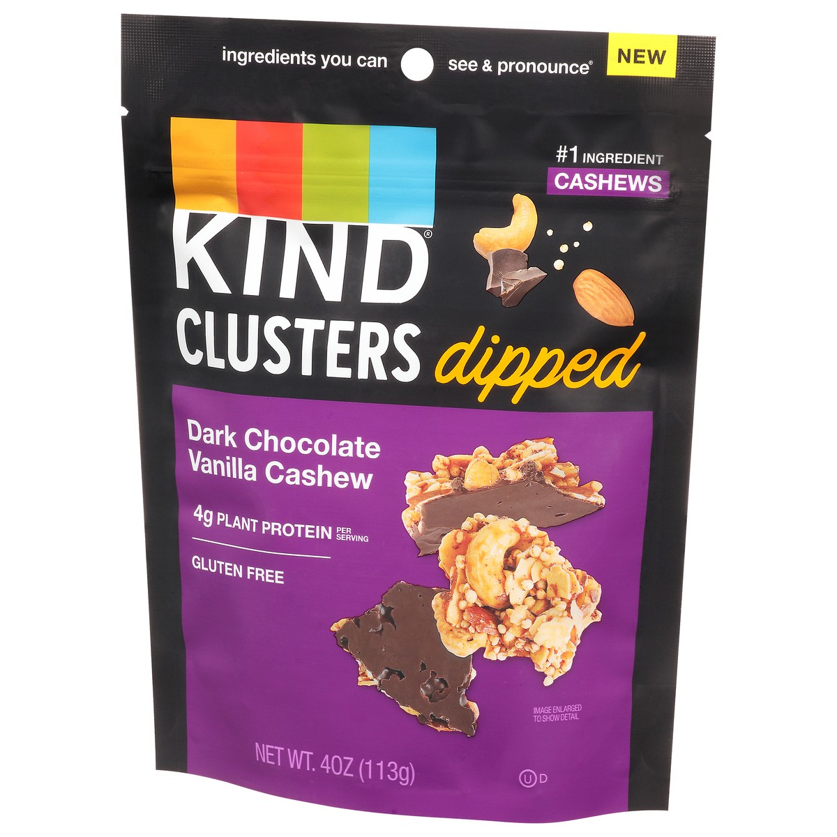 slide 9 of 9, KIND Dipped Clusters, Dark Chocolate Vanilla Cashew, 4g Protein, Snack Mix, 4 OZ, 4 oz