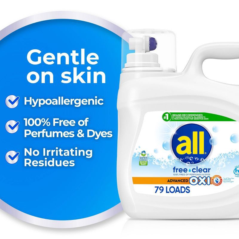 slide 3 of 8, All Unscented Free Clear Advanced Oxi HE Liquid Laundry Detergent 79 Loads - 118 fl oz, 118 fl oz