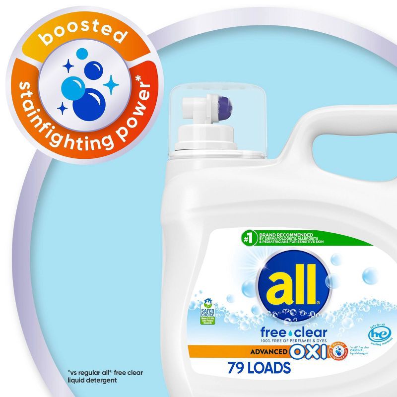 slide 8 of 8, All Unscented Free Clear Advanced Oxi HE Liquid Laundry Detergent 79 Loads - 118 fl oz, 118 fl oz