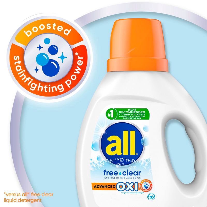 slide 6 of 10, All Advanced Oxi Free Clear Liquid Laundry Detergent - 141 fl oz, 141 fl oz