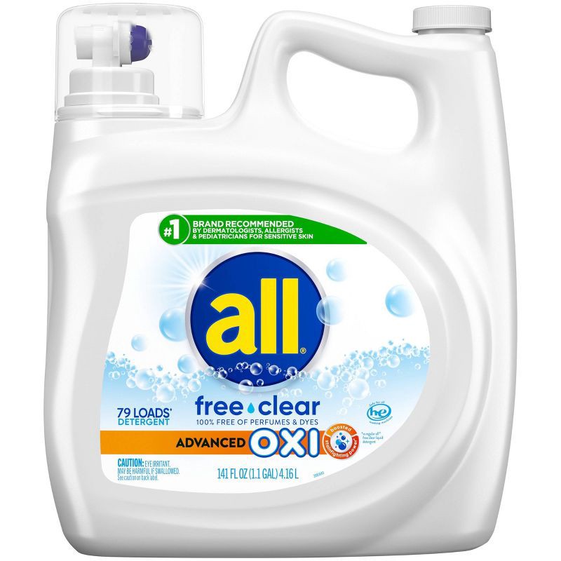 slide 1 of 9, All Unscented Free Clear Advanced Oxi HE Liquid Laundry Detergent 79 Loads - 118 fl oz, 118 fl oz