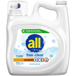 All Unscented Free Clear Advanced Oxi HE Liquid Laundry Detergent 79 Loads - 118 fl oz
