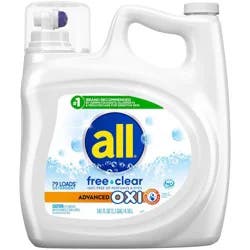 All Unscented Free Clear Advanced Oxi HE Liquid Laundry Detergent 79 Loads - 118 fl oz
