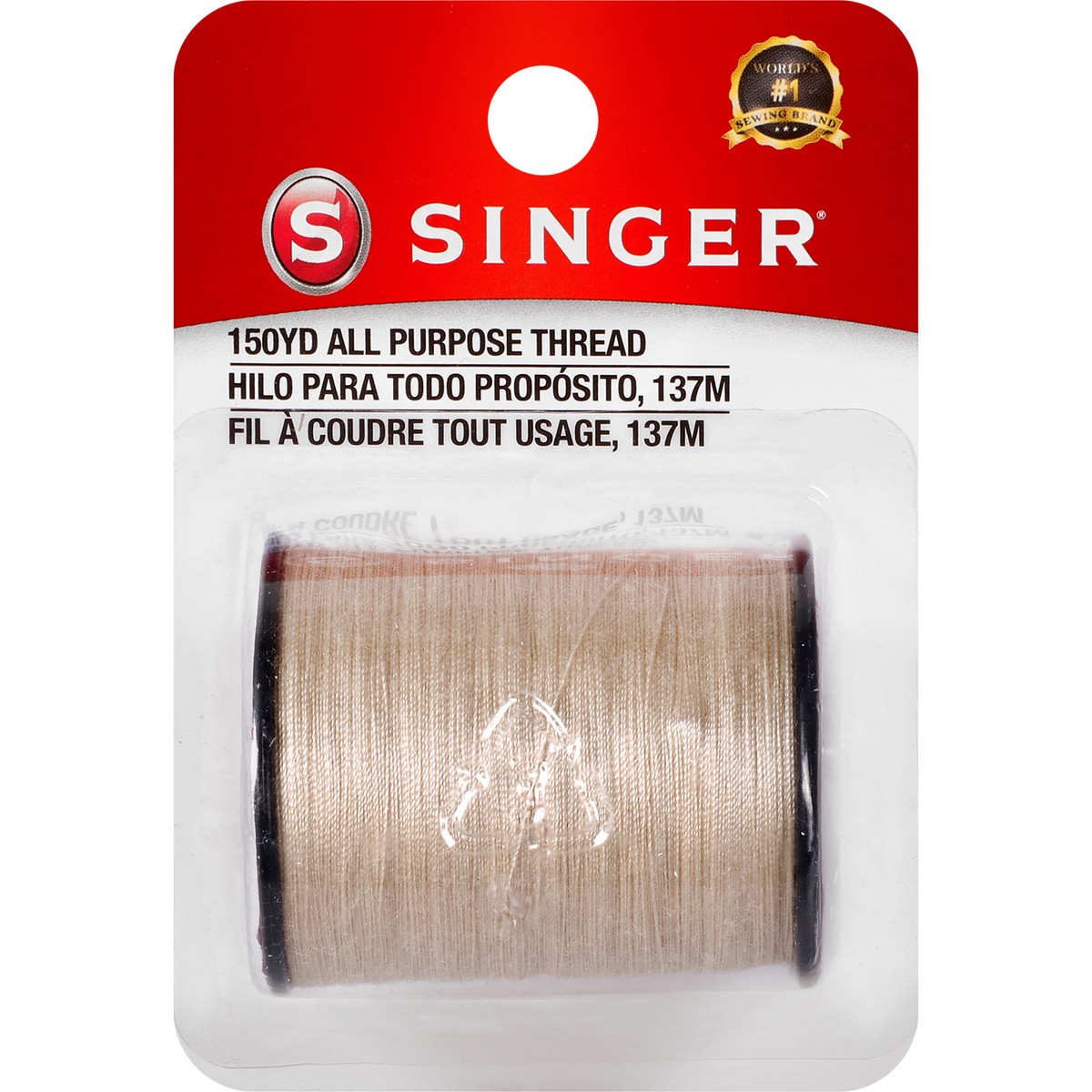 slide 1 of 6, Singer All Purpose Polyester Thread - Camel, 150 yd