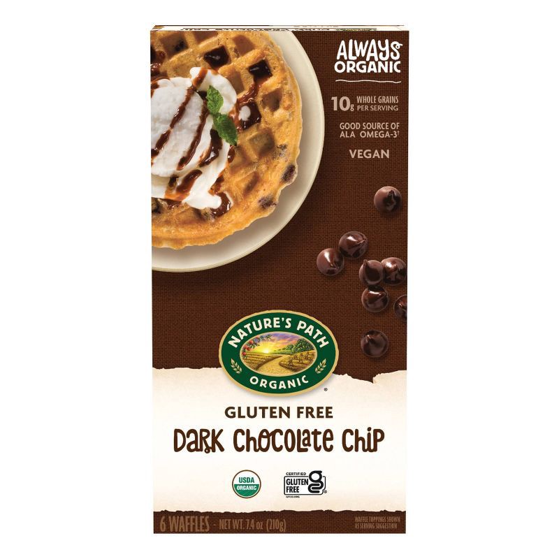 slide 2 of 4, Nature's Path Gluten Free Organic Vegan Dark Chocolate Chip Frozen Waffles - 7.4oz/6ct, 