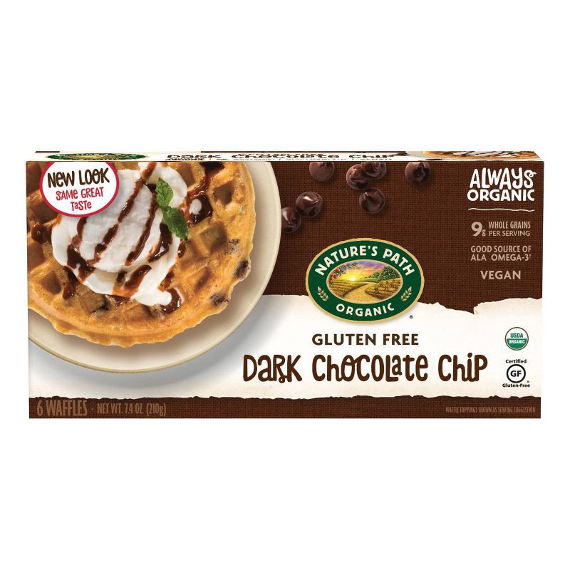 slide 3 of 4, Nature's Path Gluten Free Organic Vegan Dark Chocolate Chip Frozen Waffles - 7.4oz/6ct, 