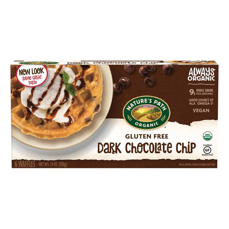 slide 3 of 4, Nature's Path Gluten Free Organic Vegan Dark Chocolate Chip Frozen Waffles - 7.4oz/6ct, 6 ct; 7.4 oz