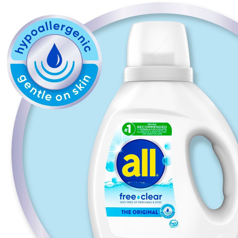 slide 8 of 10, All Liquid Laundry Detergent - Free Clear for Sensitive Skin - 141 fl oz, 141 fl oz