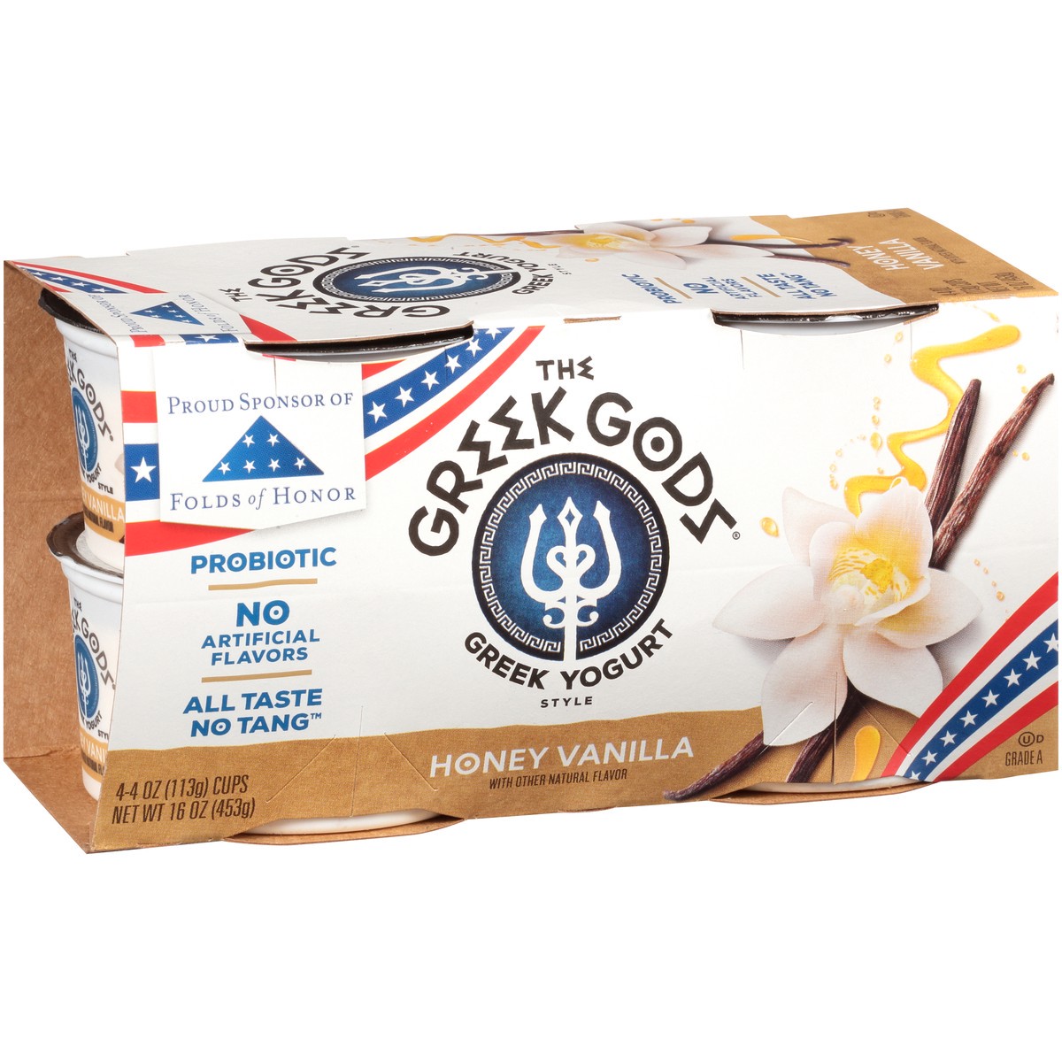 slide 4 of 8, The Greek Gods Greek Gods Honey Vanilla Greek Yogurt 4Pk, 4 ct; 4 oz