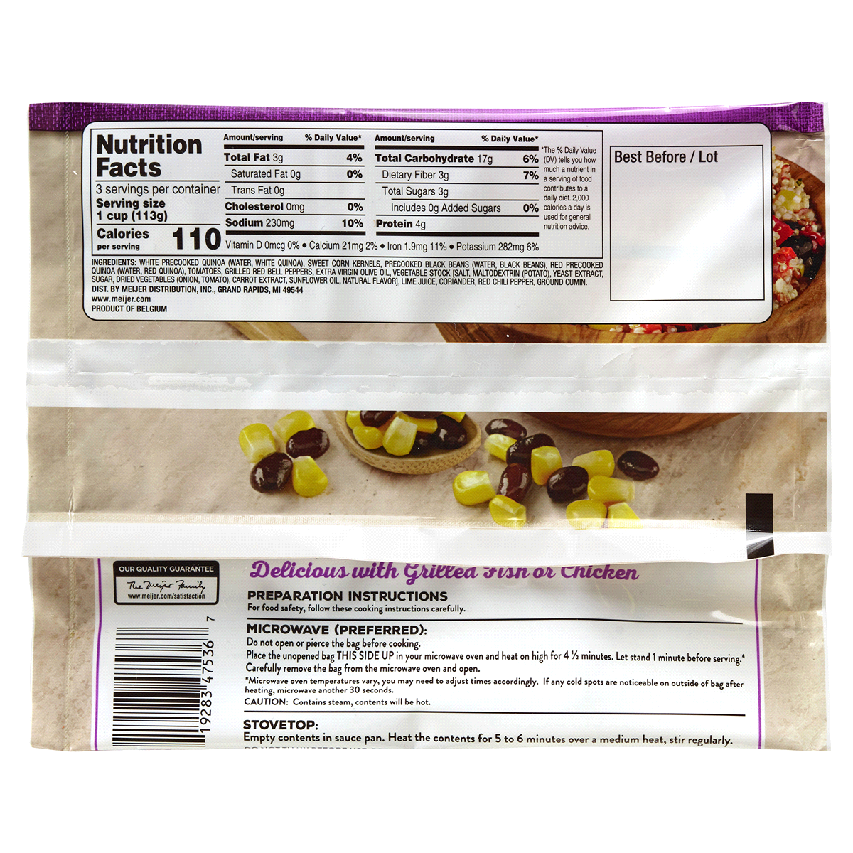 slide 2 of 2, Meijer Frozen Southwest Quinoa (W/ Corn & Black Beans), 12 oz