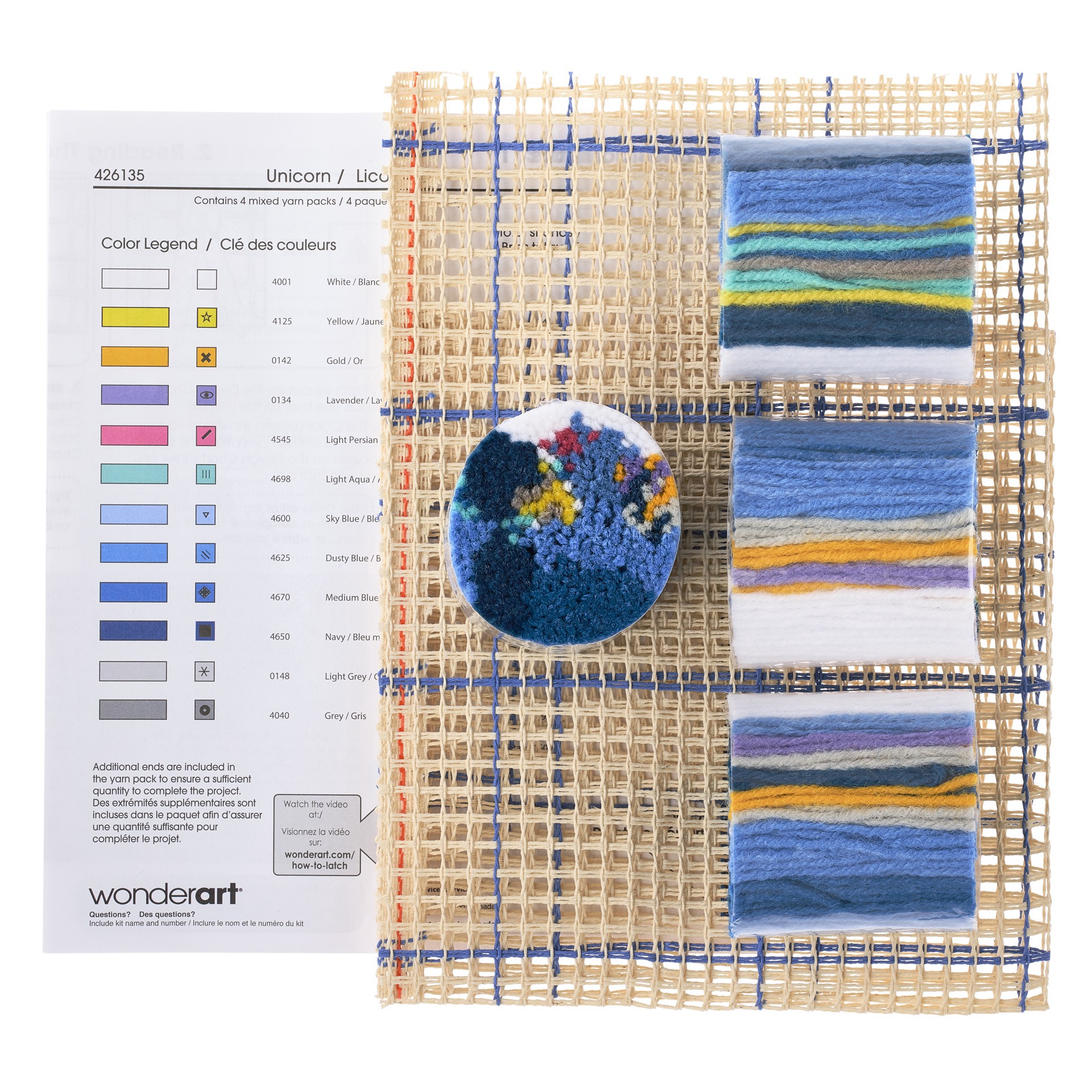 slide 4 of 5, Wonderart Unicorn Latch Hook Kit, 12 in x 12 in