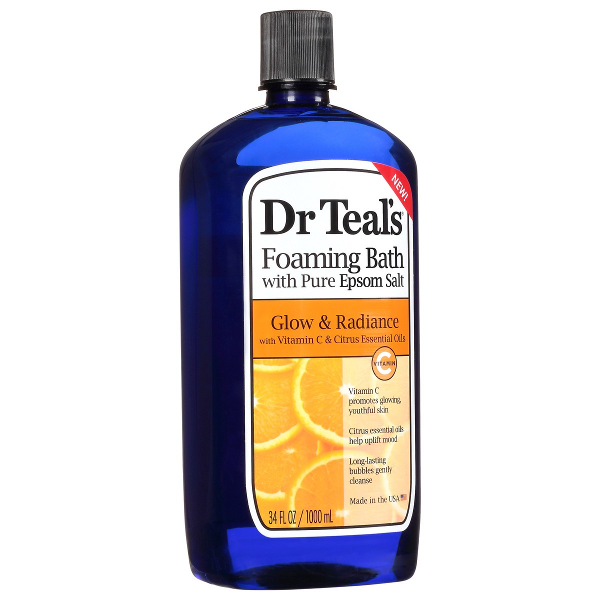 slide 7 of 9, Dr. Teal's Glow Radiance Foaming Bath With Pure Epsom Salt 34 fl oz Bottle, 34 fl oz