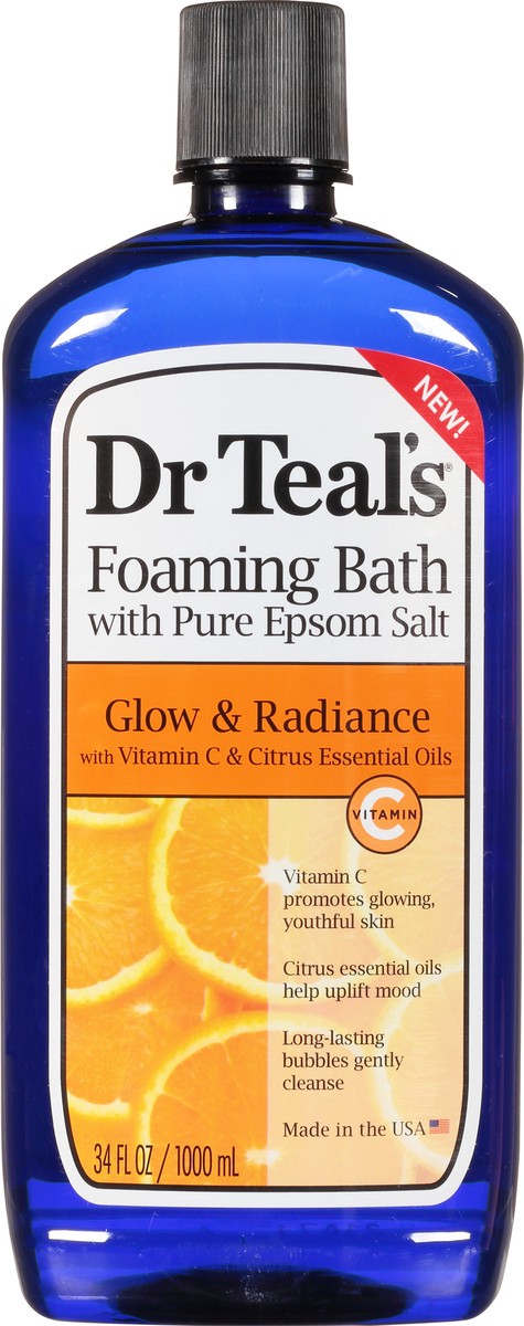 slide 3 of 9, Dr. Teal's Glow Radiance Foaming Bath With Pure Epsom Salt 34 fl oz Bottle, 34 fl oz