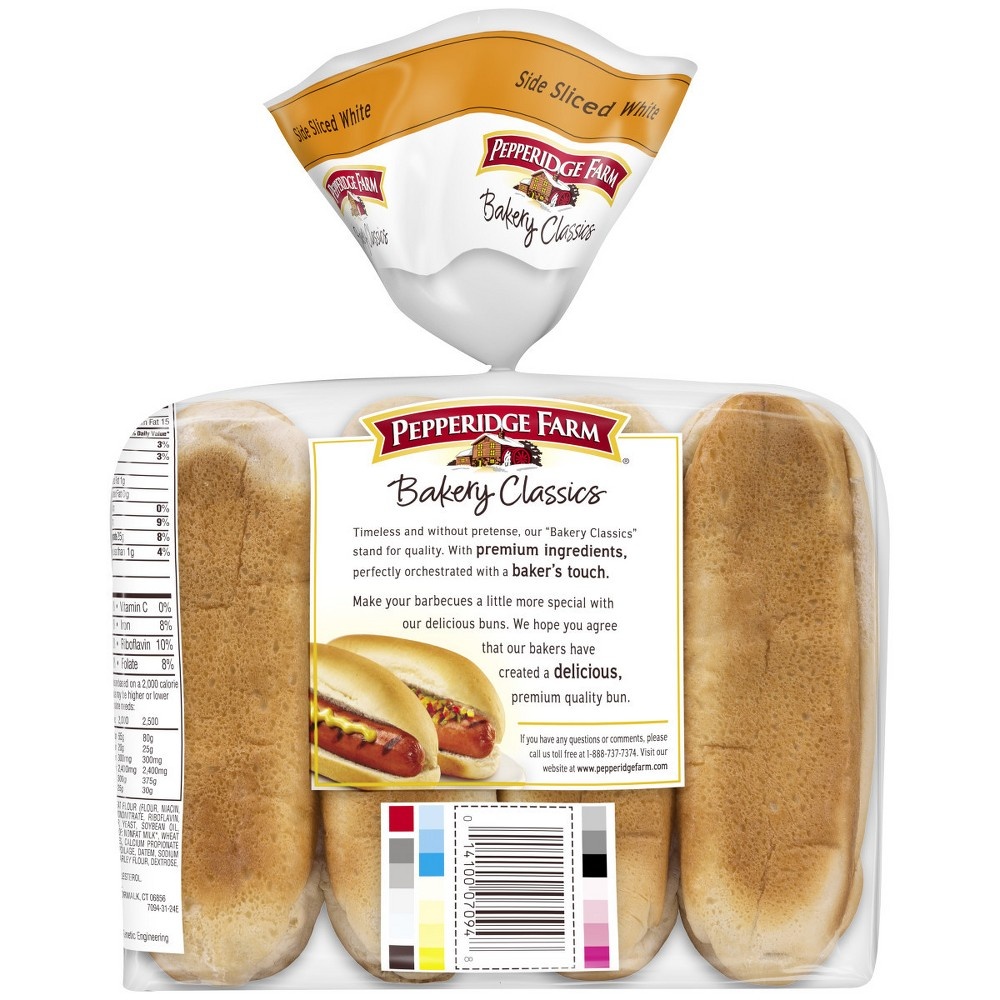 slide 6 of 6, Pepperidge Farm White Hot Dog Buns, Side-Sliced, 8-Pack Bag, 14 oz