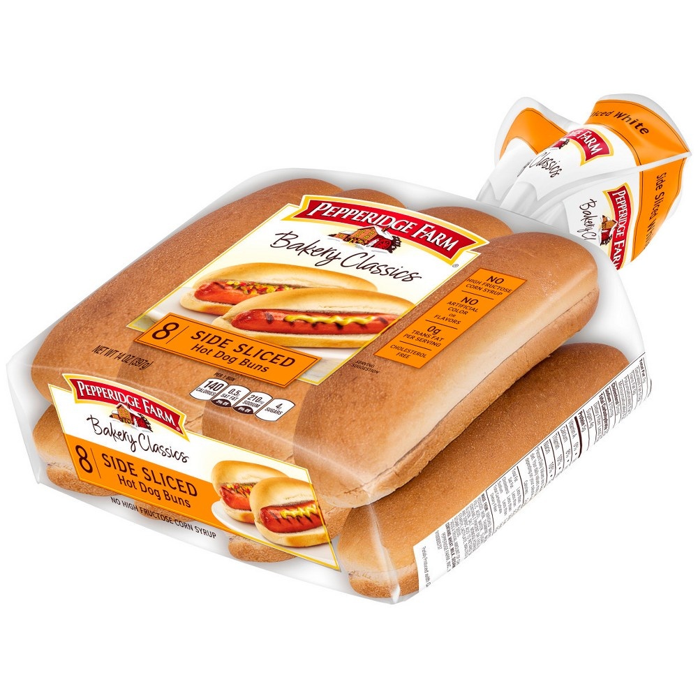 slide 4 of 6, Pepperidge Farm White Hot Dog Buns, Side-Sliced, 8-Pack Bag, 14 oz