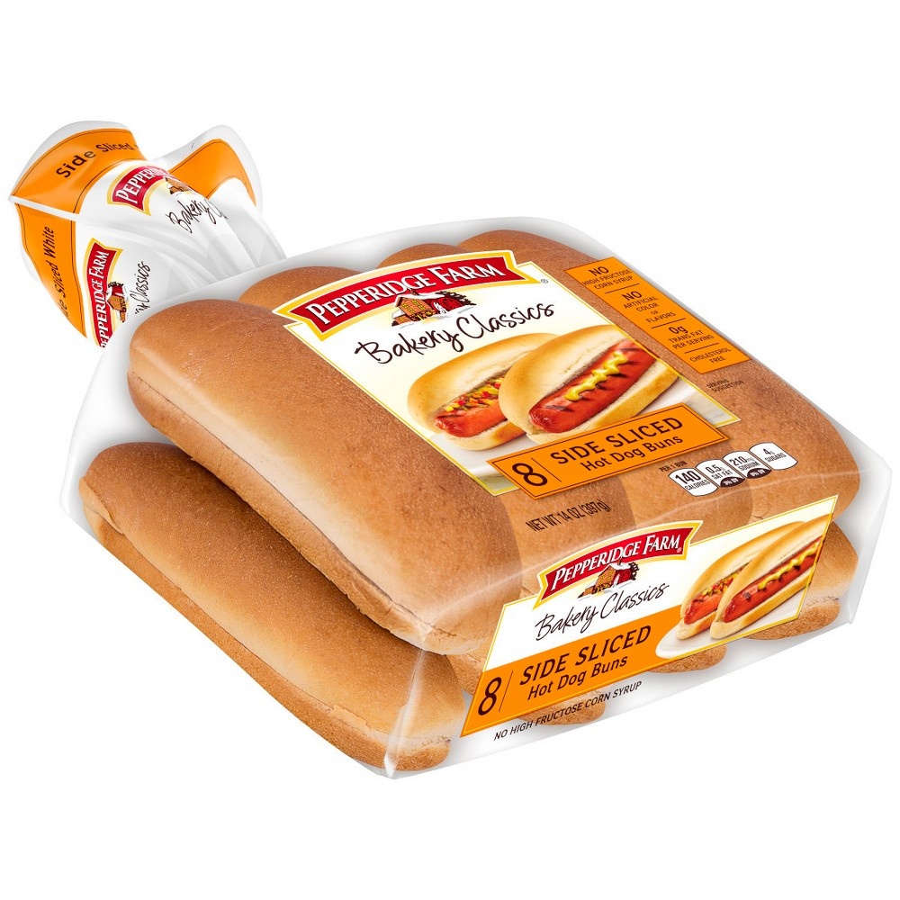 slide 5 of 6, Pepperidge Farm White Hot Dog Buns, Side-Sliced, 8-Pack Bag, 14 oz