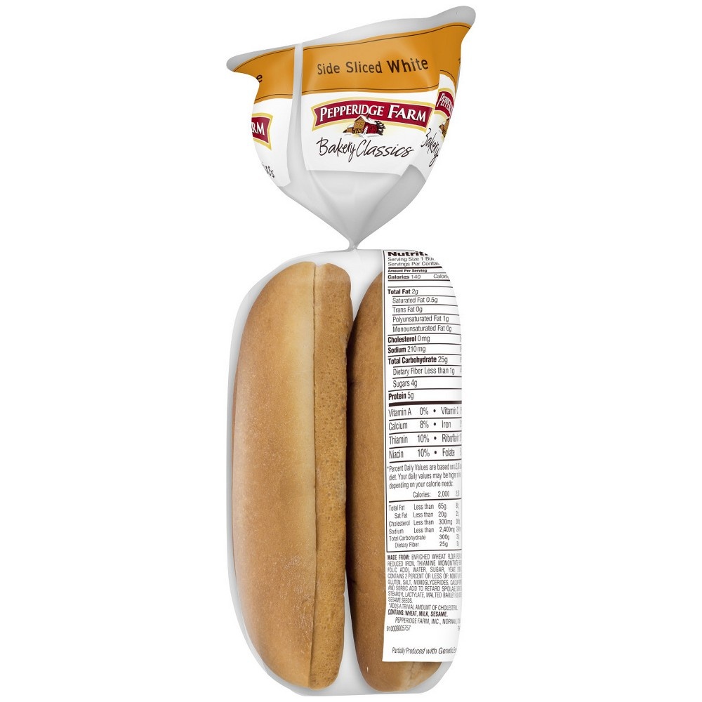 slide 3 of 6, Pepperidge Farm White Hot Dog Buns, Side-Sliced, 8-Pack Bag, 14 oz