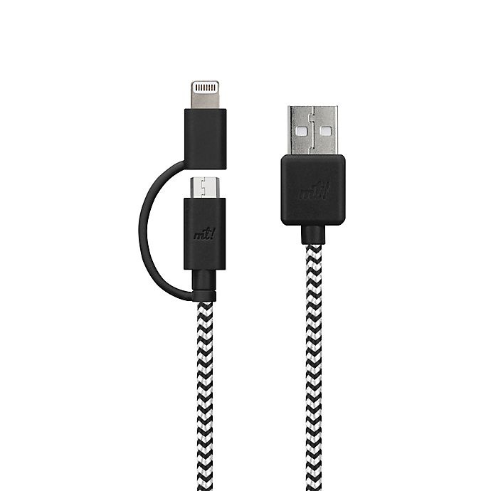 slide 1 of 3, MyTech Multicolor Braided Nylon Micro USB & Lightning Cable, 6 ft