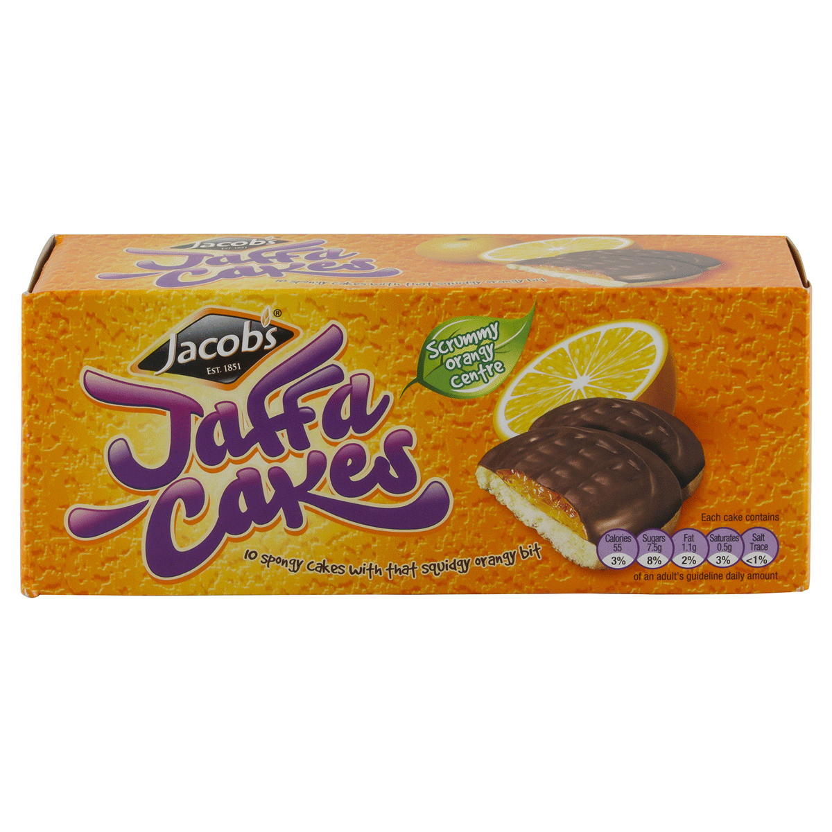 slide 1 of 5, Jacob's Jacobs Jaffa Cakes Scrummy Orange Centre Cakes, 10 ct