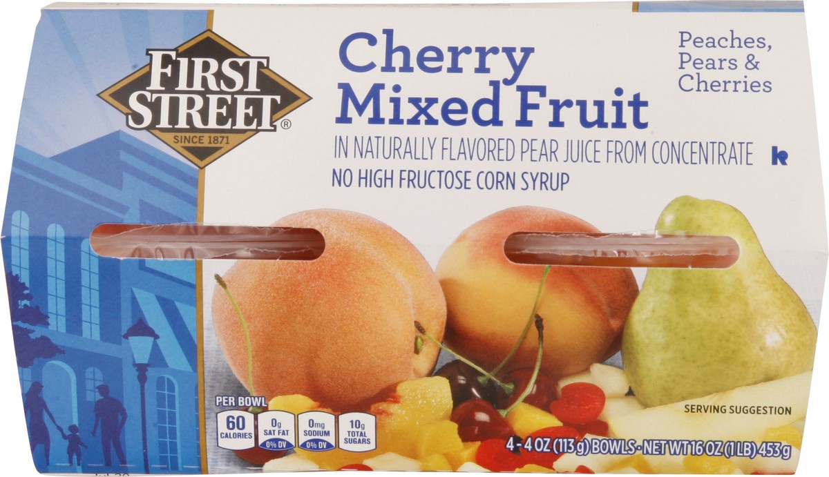 slide 12 of 13, First Street Cherry Mixed Fruit In Pear Juice Cups, 4 ct; 4 fl oz