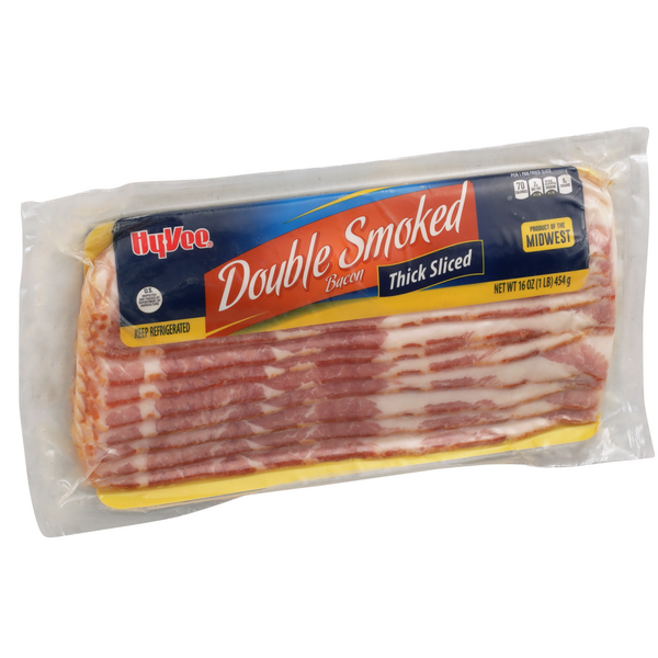 slide 1 of 1, Hy-vee Double Smoked Thick Sliced Bacon, 16 oz