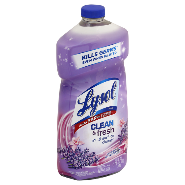 slide 1 of 1, Lysol Multi-Surface Cleaner, Clean & Fresh, Lavender & Orchid Essence Scent, 40 oz