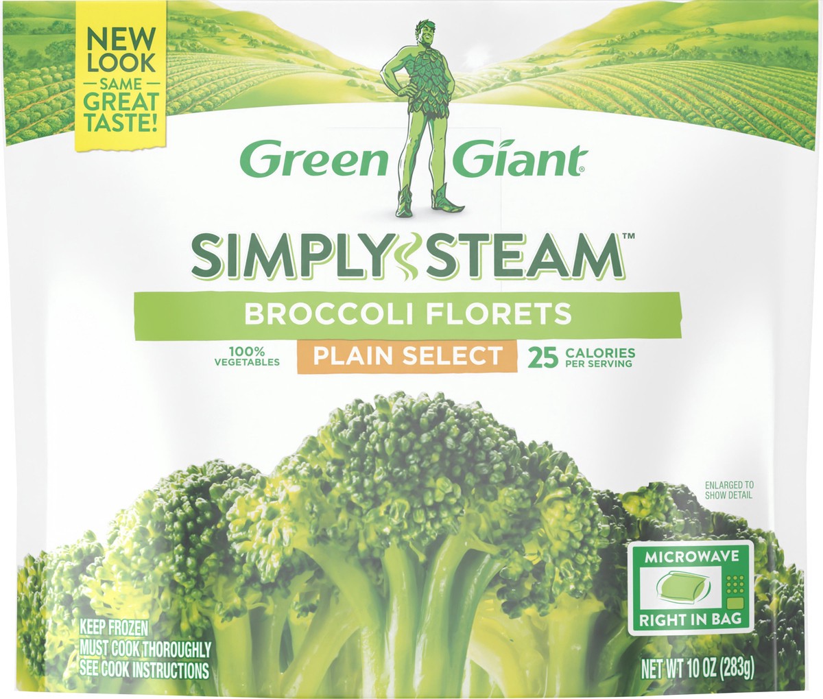 slide 9 of 13, Green Giant Simply Steam™ Plain Select Broccoli Florets 10 oz. Bag, 10 oz