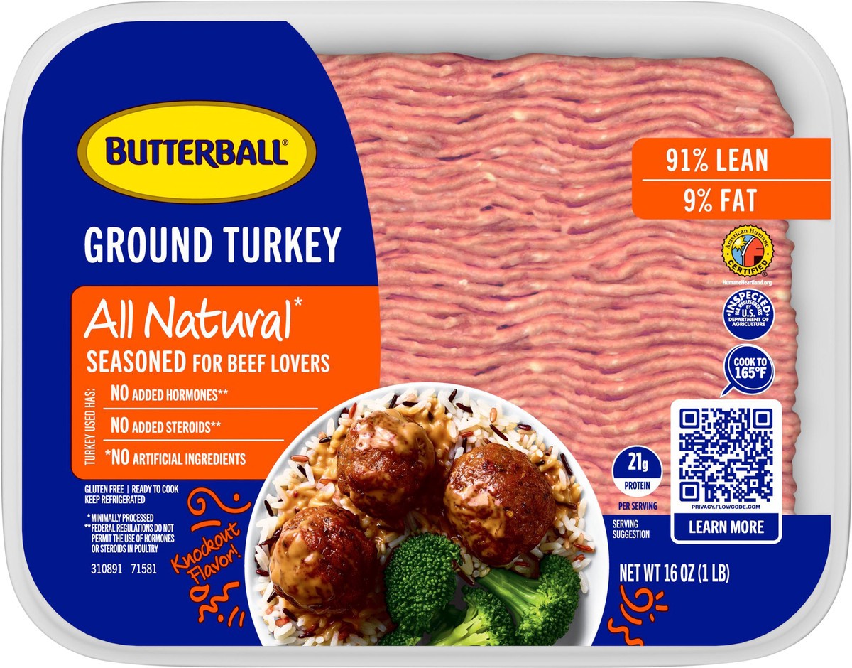 slide 8 of 10, Butterball Everyday Fresh Seasoned Ground Turkey 91% Lean, 16 oz