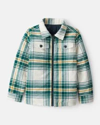 Oshkosh Boys Plaid Long-Sleeve Fashion Jacket - Green Plaid 6