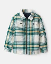 Oshkosh Boys Plaid Long-Sleeve Fashion Jacket - Green Plaid 6