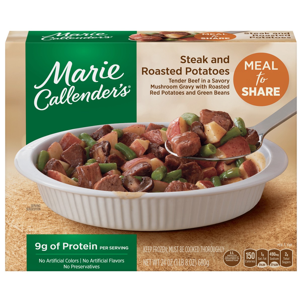 slide 2 of 13, Marie Callender's Steak and Roasted Potatoes Frozen Meal to Share, 24 oz., 24 oz