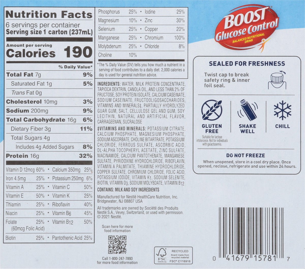 slide 4 of 9, Boost Glucose Control, Very Vanilla, 6 Ct, 1 ct