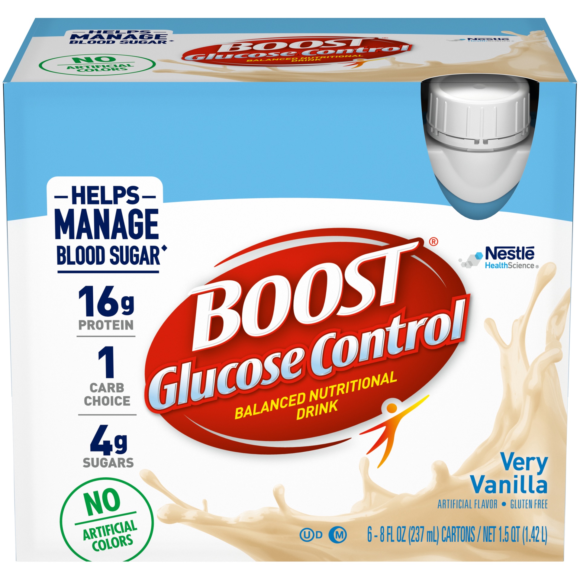 slide 1 of 3, Boost Glucose Control Ready To Drink Nutritional Drink, Very Vanilla Nutritional Shake, 6 ct; 8 fl oz