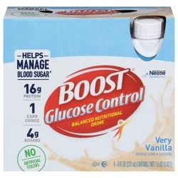 Boost Glucose Control Very Vanilla Balanced Nutritional Drink 6 - 8 fl oz Cartons