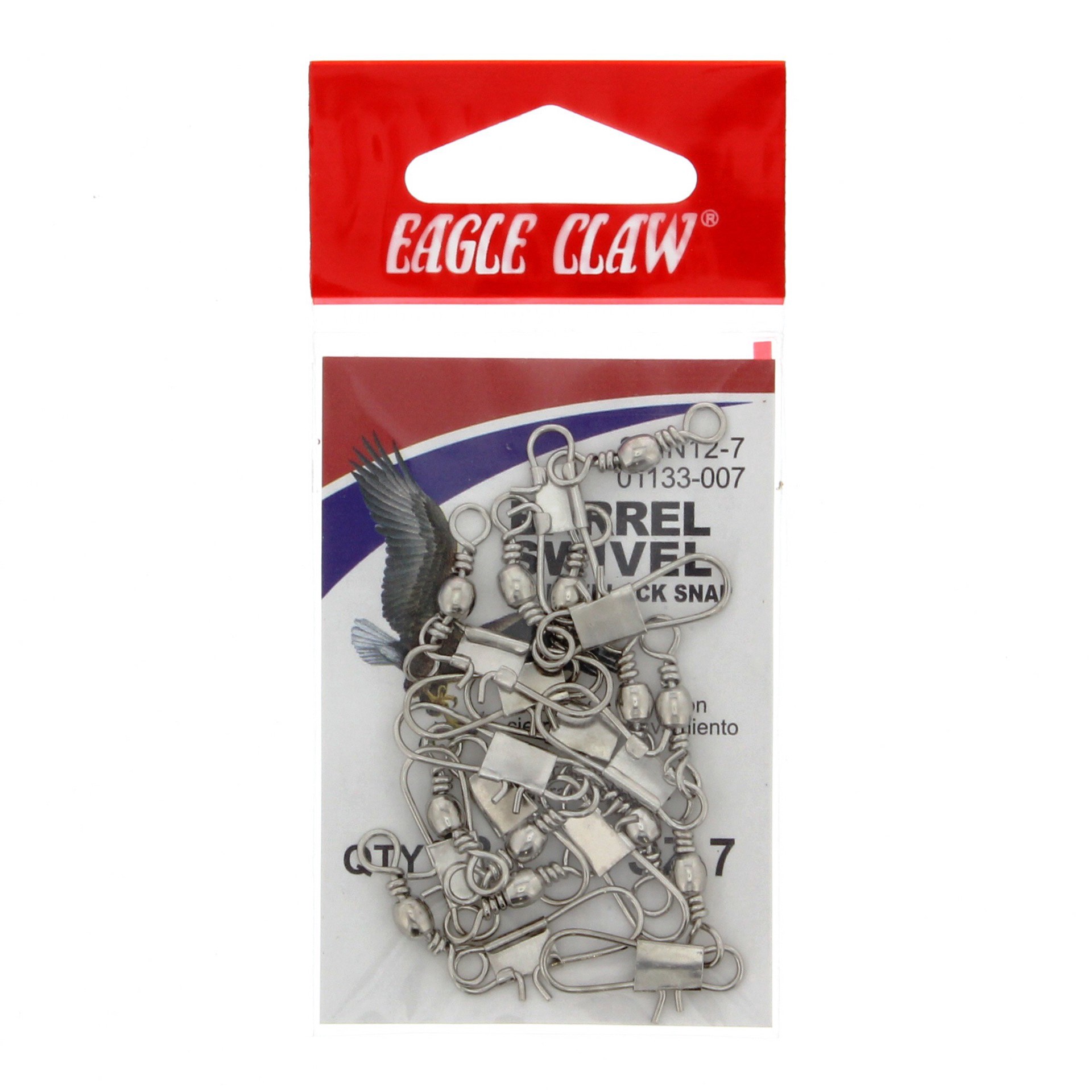 slide 1 of 1, Eagle Claw Barrel Swivel with Interlocking Snap, Size 7, 8 ct