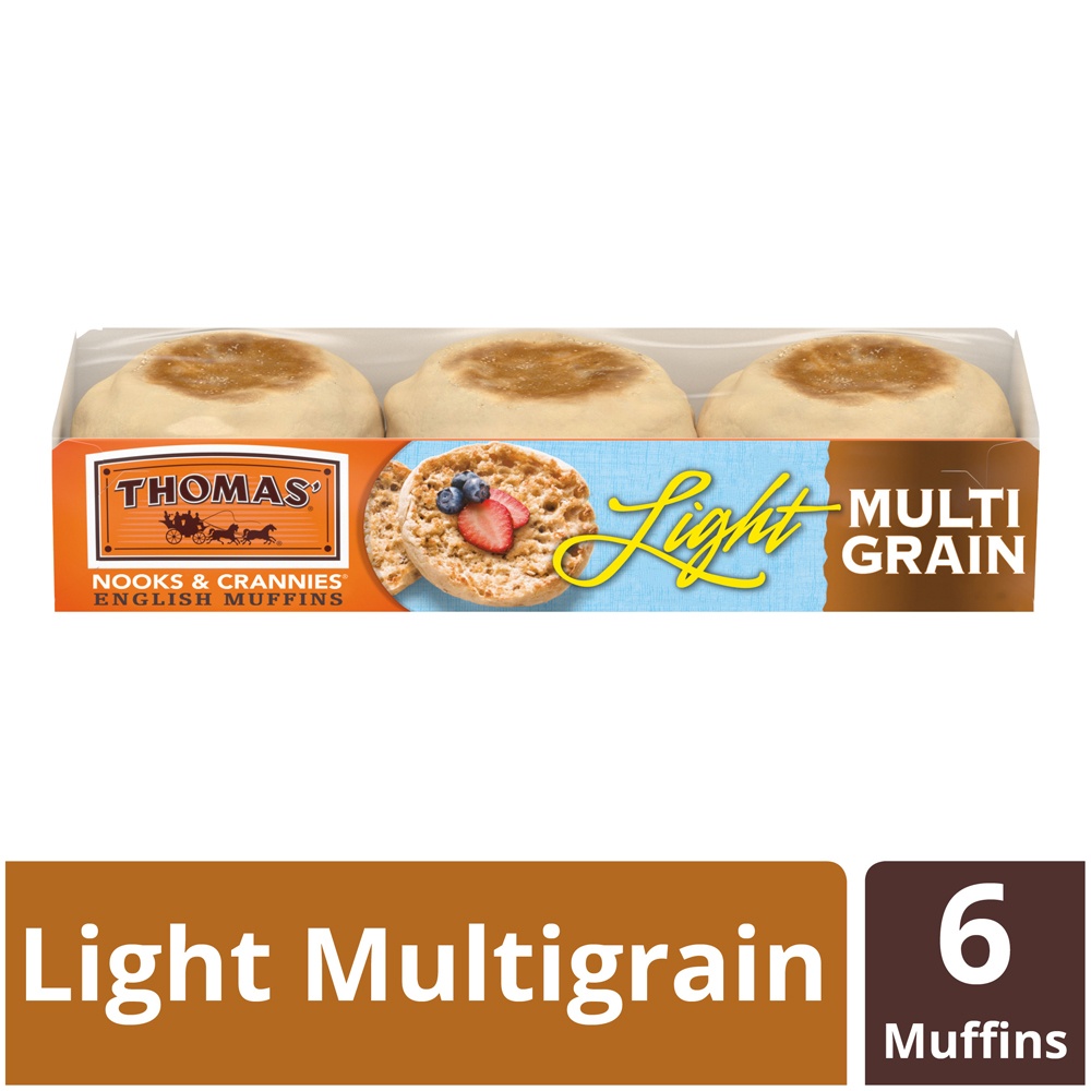 slide 2 of 9, Thomas' Thomas Light Multigrain English Muffin 6 Ct 12 Oz, 12 oz