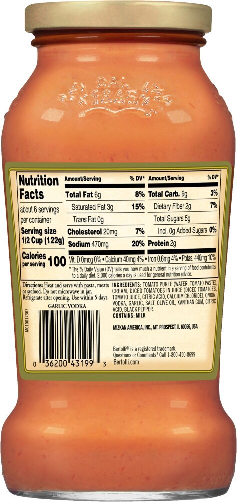 slide 2 of 2, Bertolli Garlic Vodka Sauce 24 oz, 24 oz