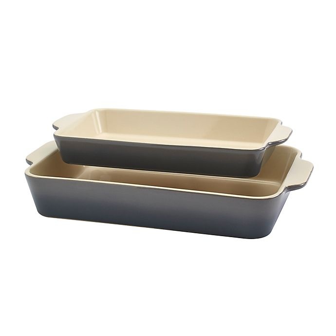 slide 1 of 4, Artisanal Kitchen Supply Ceramic Rectangular Baker - Grey, 2 ct