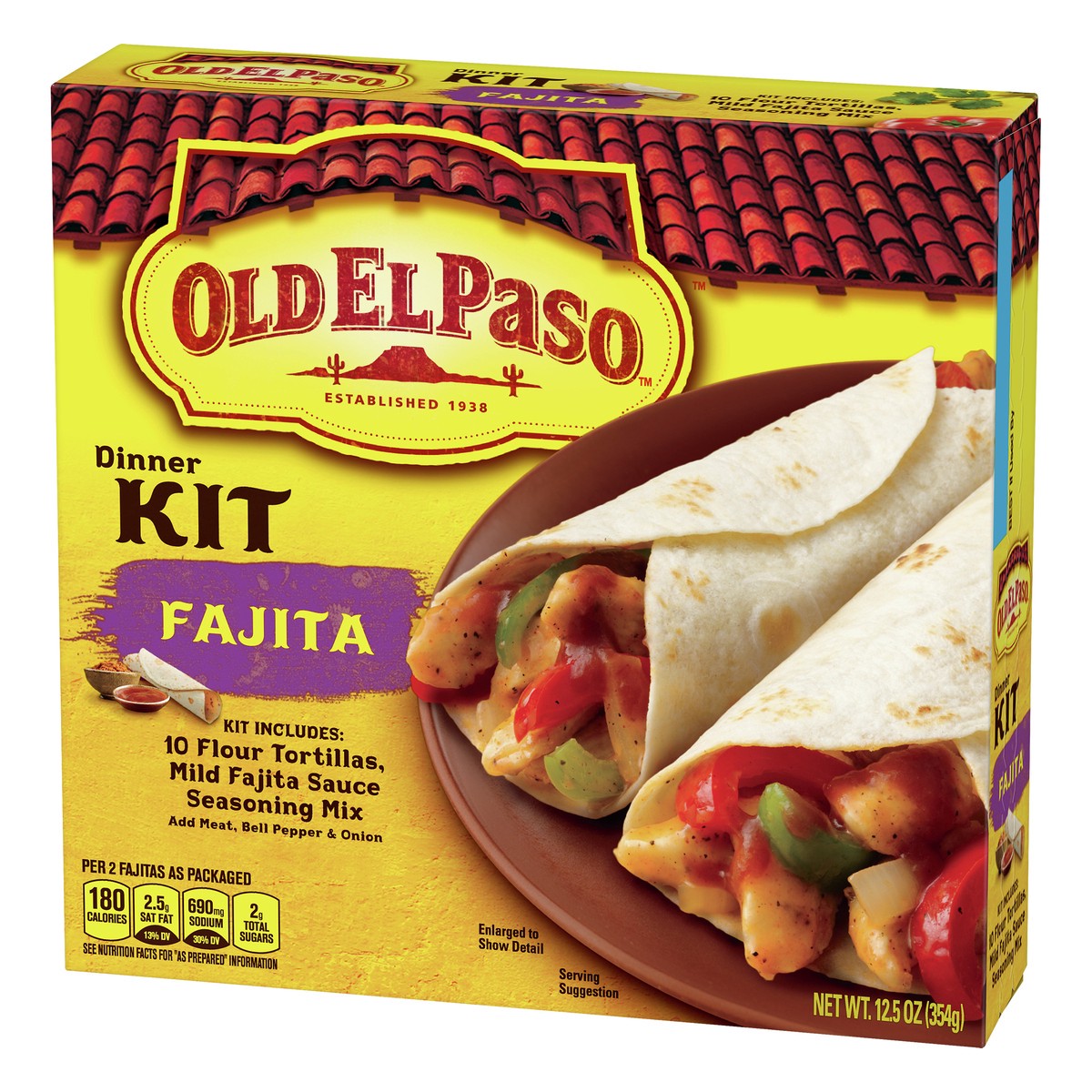 slide 4 of 9, Old El Paso Fajita Dinner Kit With Flour Tortillas, Mild Fajita Sauce & Seasoning Mix, 12.5 oz., 12.5 oz