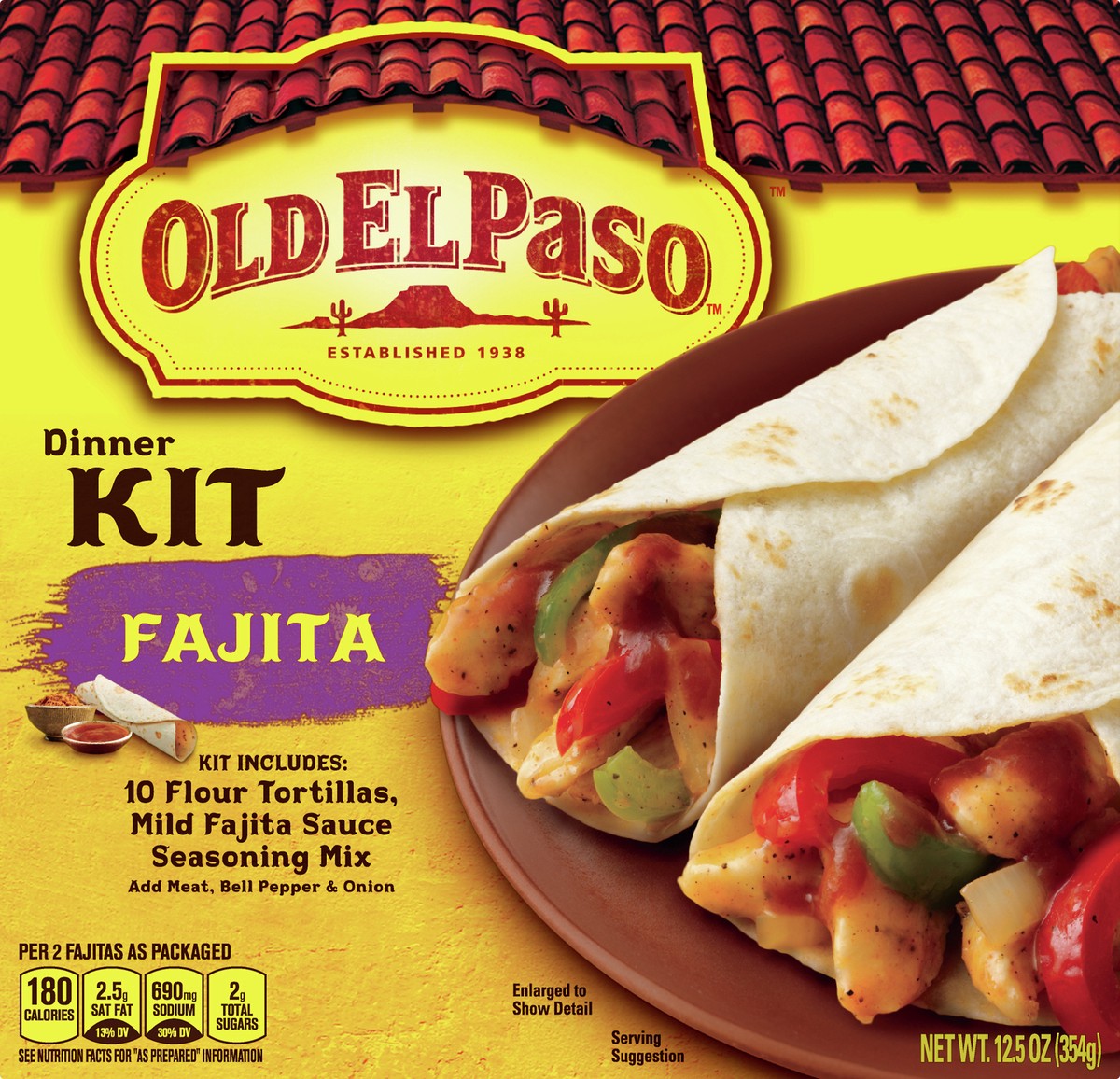 slide 5 of 9, Old El Paso Fajita Dinner Kit With Flour Tortillas, Mild Fajita Sauce & Seasoning Mix, 12.5 oz., 12.5 oz