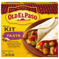 Old El Paso Fajita Dinner Kit with Flour Tortillas, Mild Fajita Sauce, and Seasoning Mix, Easy Meal Prep, 10 Ct, 12.5 oz