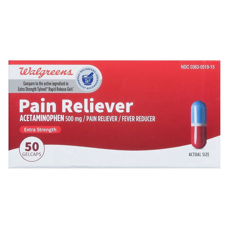 slide 5 of 5, Walgreens Extra Strength Pain Reliever Acetaminophen Gelcaps 500Mg, 50 ct