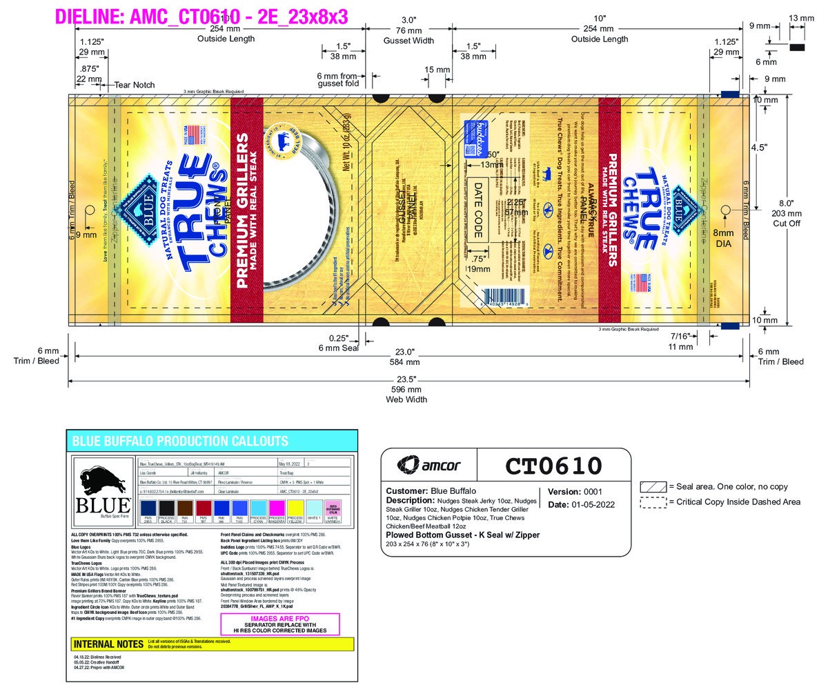slide 4 of 10, Blue Buffalo True Chews Premium Grillers Natural Dog Treats, Steak 10 oz bag, 10 oz