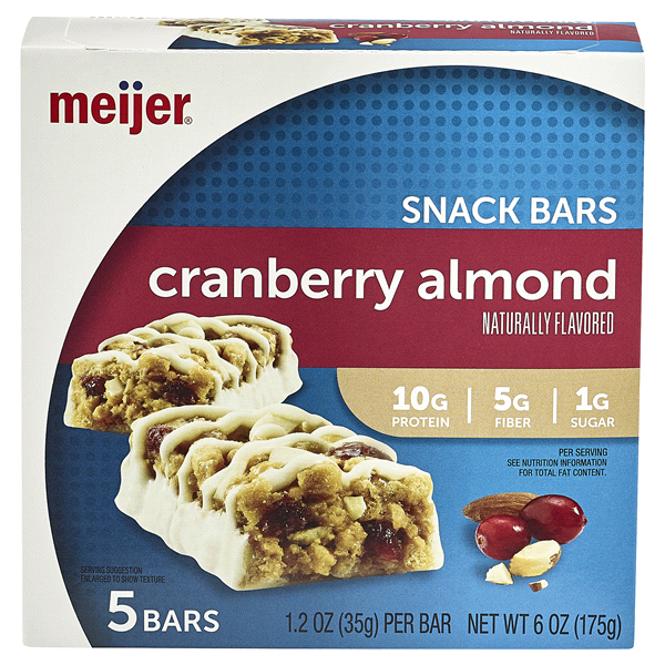 slide 1 of 1, Meijer Cranberry Almond Snack Bar, 5 ct