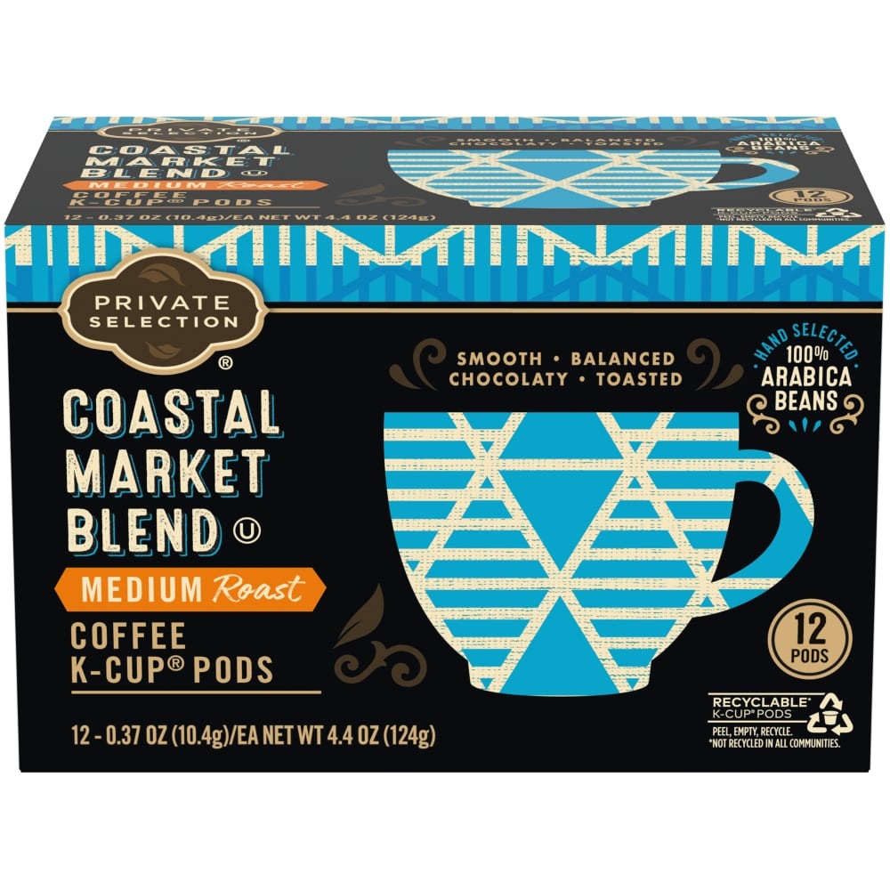 slide 1 of 1, Private Selection Coastal Market Blend Medium Roast Coffee K-Cup Pods, 12 ct